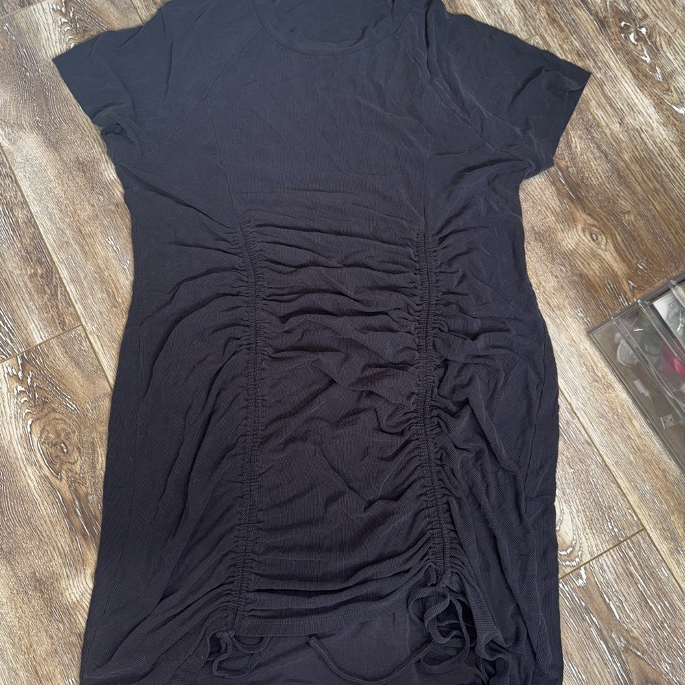 Topshop Black Ruched Short Sleeve Tunic